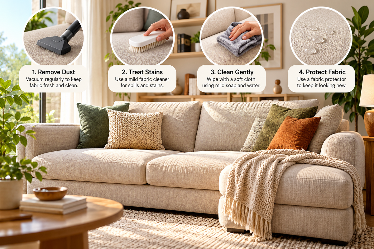 How to Clean a Fabric Sofa: The Cleaning-Code Method and Stain-by-Stain Guide
