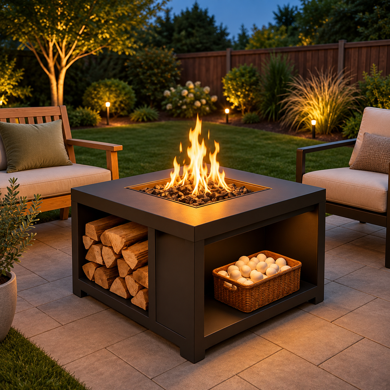 Cozy Backyard Fire Pit at Dusk