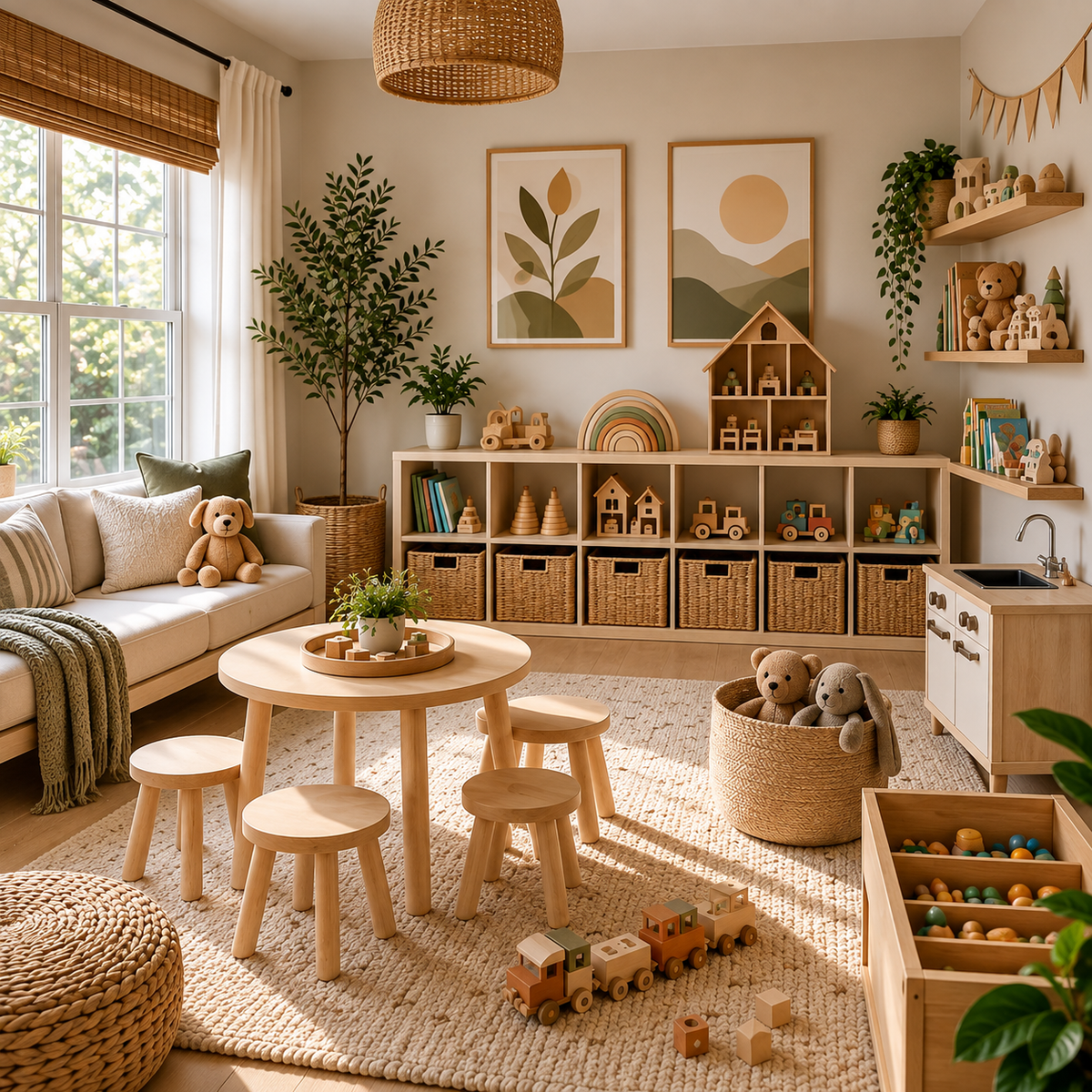 Cozy Scandinavian Montessori Playroom