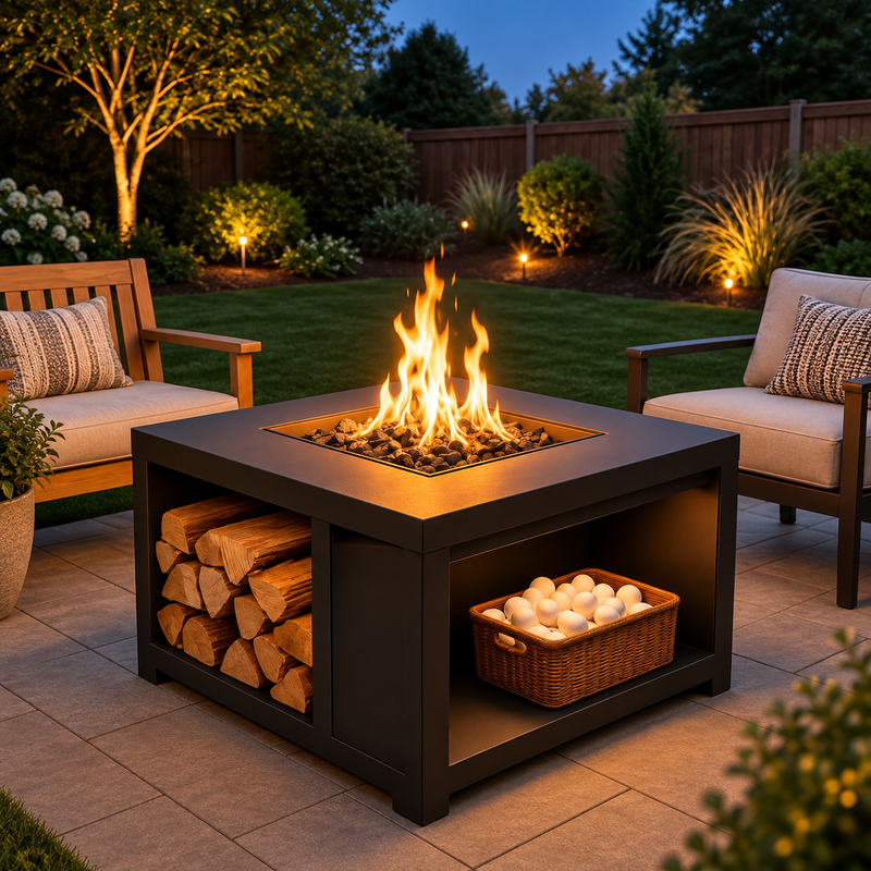 Cozy Twilight Fire Pit Patio
