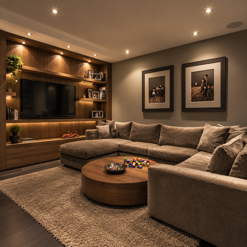Cozy Walnut Media Room Retreat