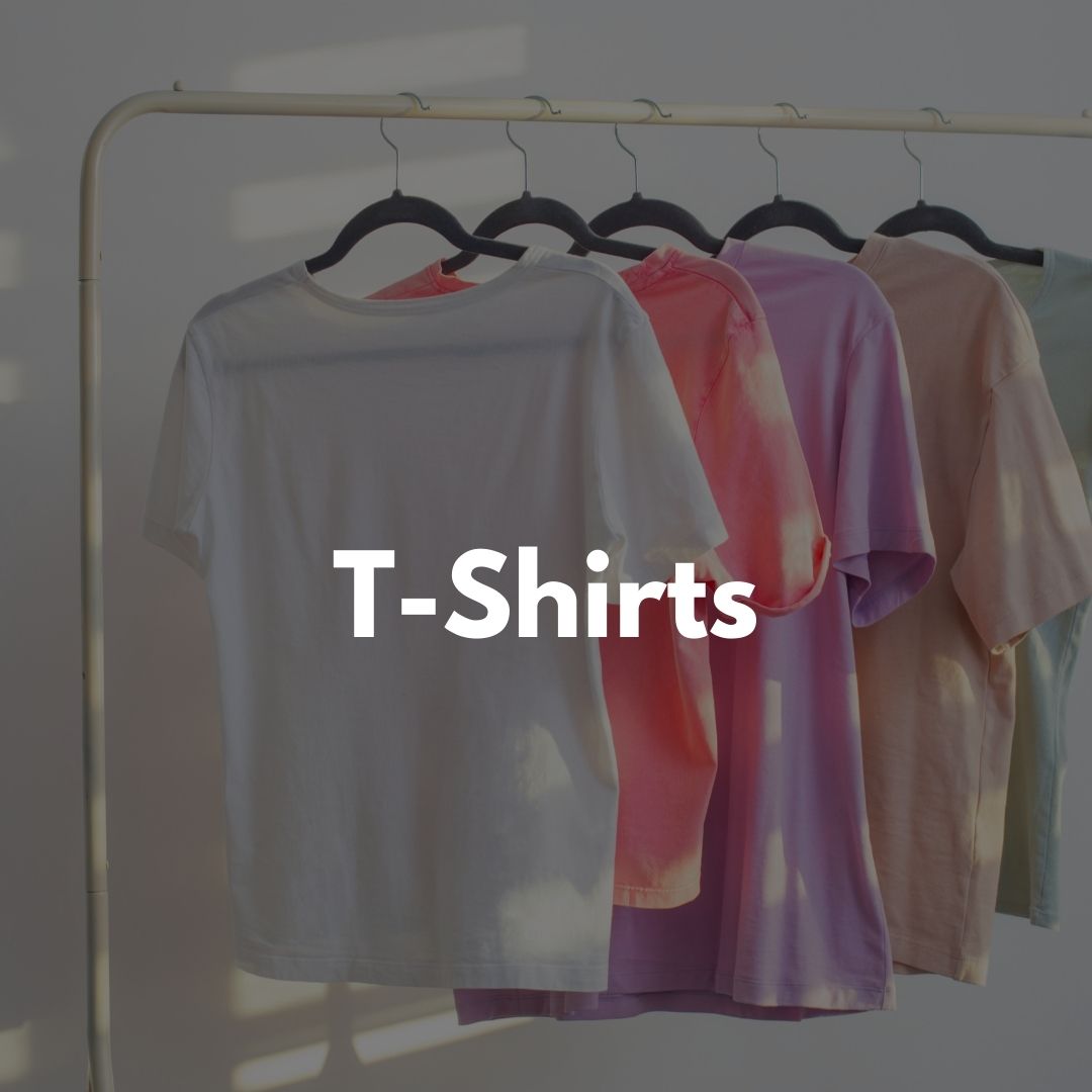 A variety of men's T-shirts in different colors and styles, perfect for casual and formal looks.