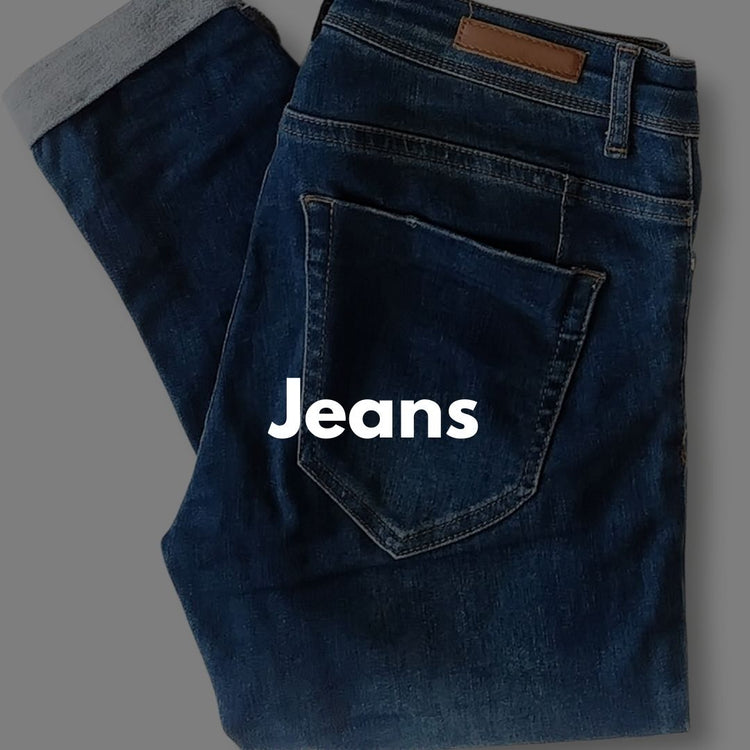 Men’s denim jeans in various styles, from slim-fit to relaxed cuts.