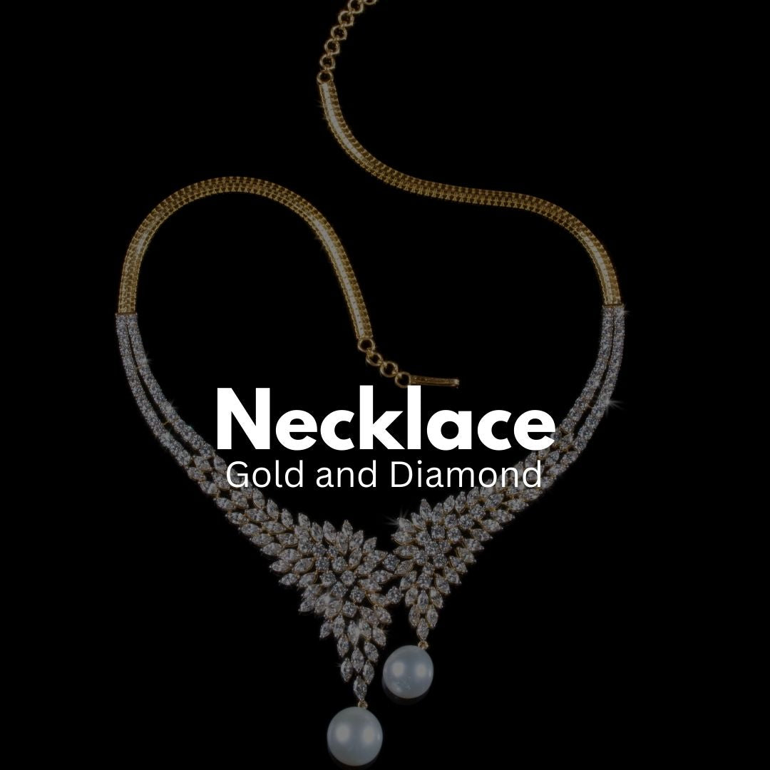 Gold and diamond necklaces with intricate designs for special occasions.