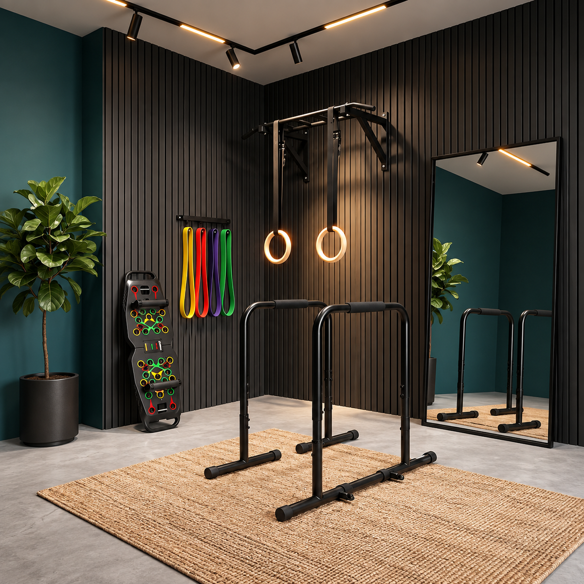 Modern Home Gym with Warm Accents