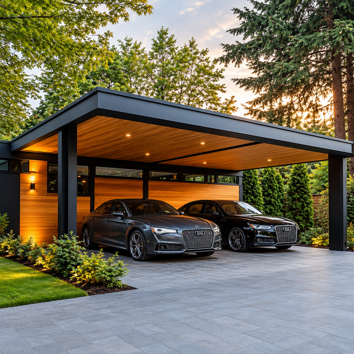 Modern Luxury Carport at Sunset