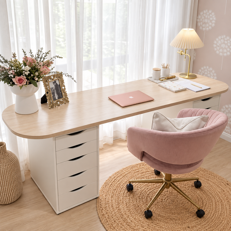 Pastel Blush Home Office Nook