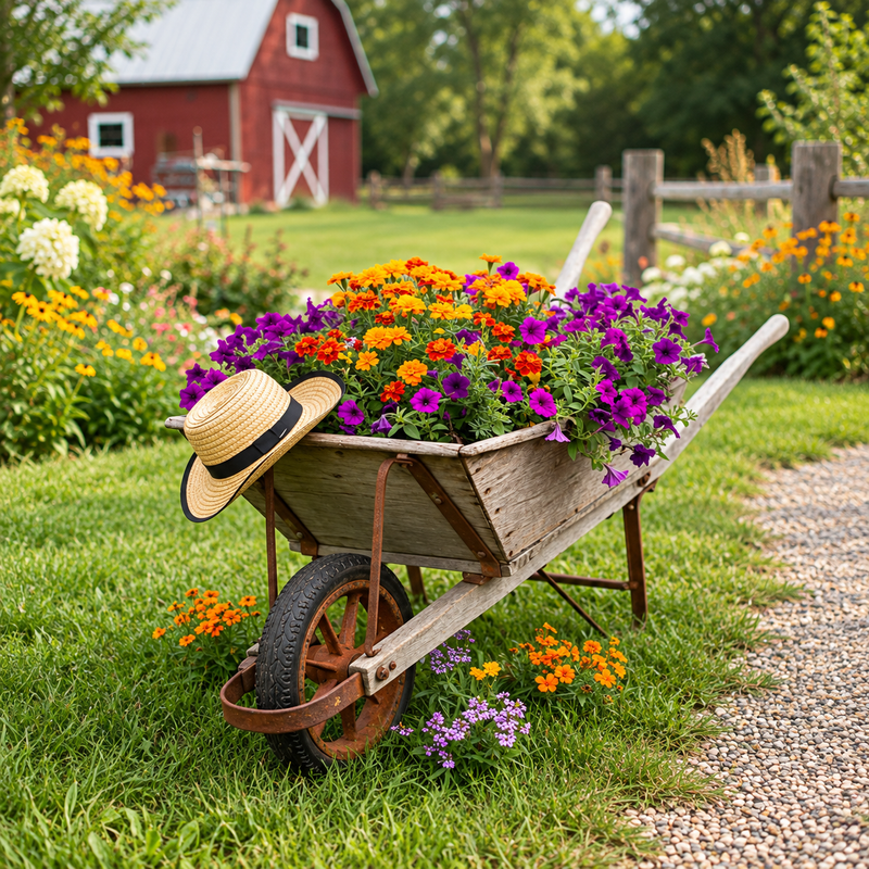 Rustic Wheelbarrow Flower Garden unerquicklich