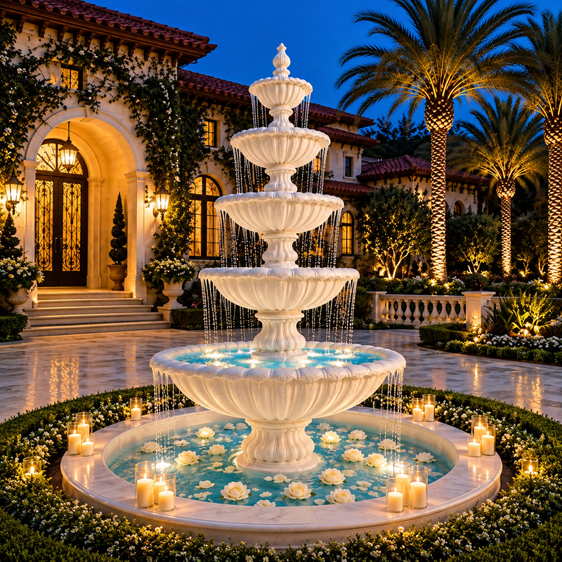 Twilight Villa Fountain Courtyard