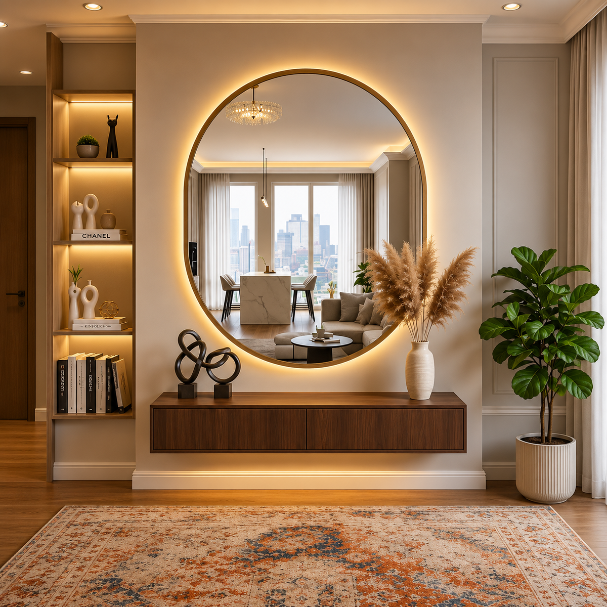 Warm Luxury Foyer with City Views