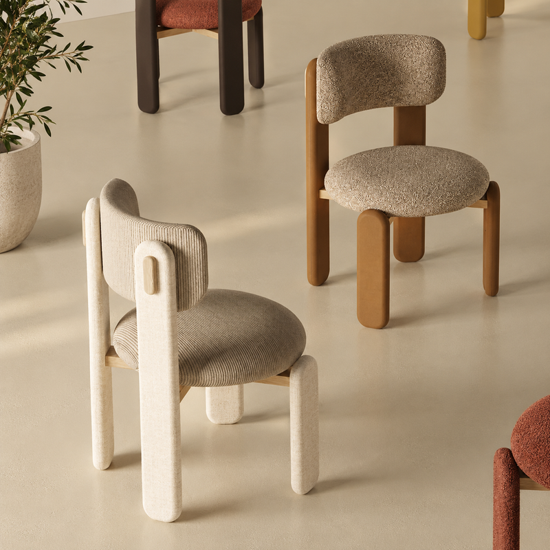 Warm Minimalist Bouclé Chair Arrangement