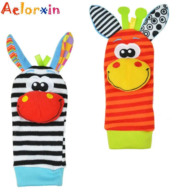 0-12 Months Baby Toy Baby Rattles Toys Animal Socks Wrist Strap +Rattle Baby Foot Socks Bug Wrist Strap  Baby Socks - Eloy Royal