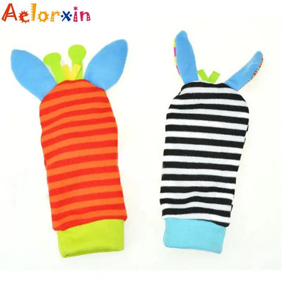 0-12 Months Baby Toy Baby Rattles Toys Animal Socks Wrist Strap +Rattle Baby Foot Socks Bug Wrist Strap  Baby Socks - Eloy Royal