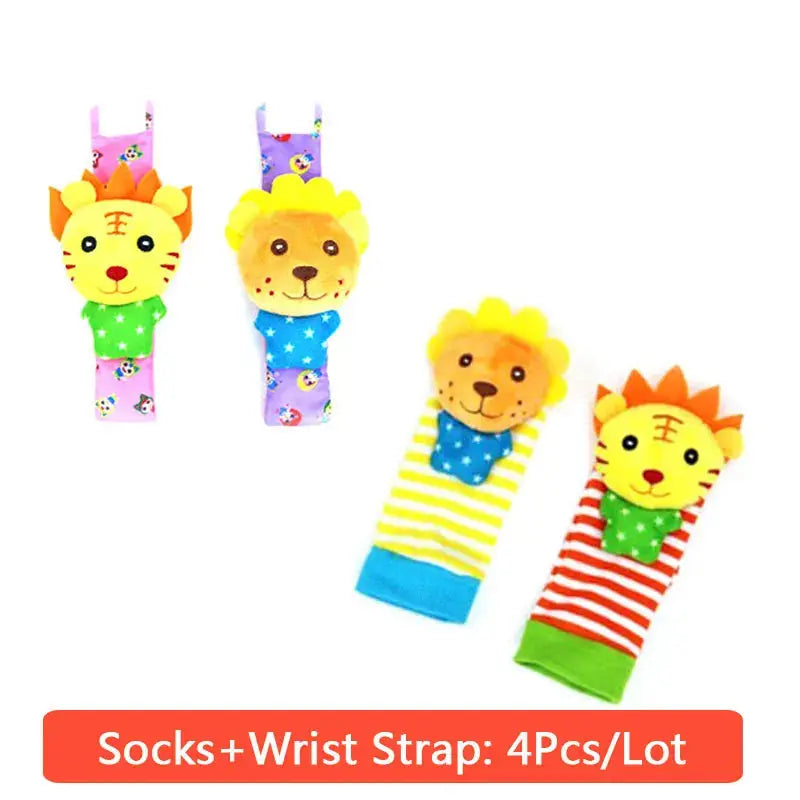 0-12 Months Baby Toy Baby Rattles Toys Animal Socks Wrist Strap +Rattle Baby Foot Socks Bug Wrist Strap  Baby Socks - Eloy Royal