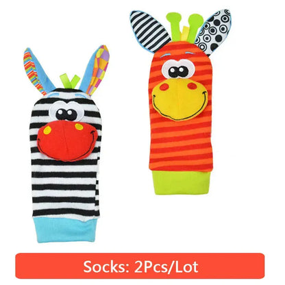 0-12 Months Baby Toy Baby Rattles Toys Animal Socks Wrist Strap +Rattle Baby Foot Socks Bug Wrist Strap  Baby Socks - Eloy Royal