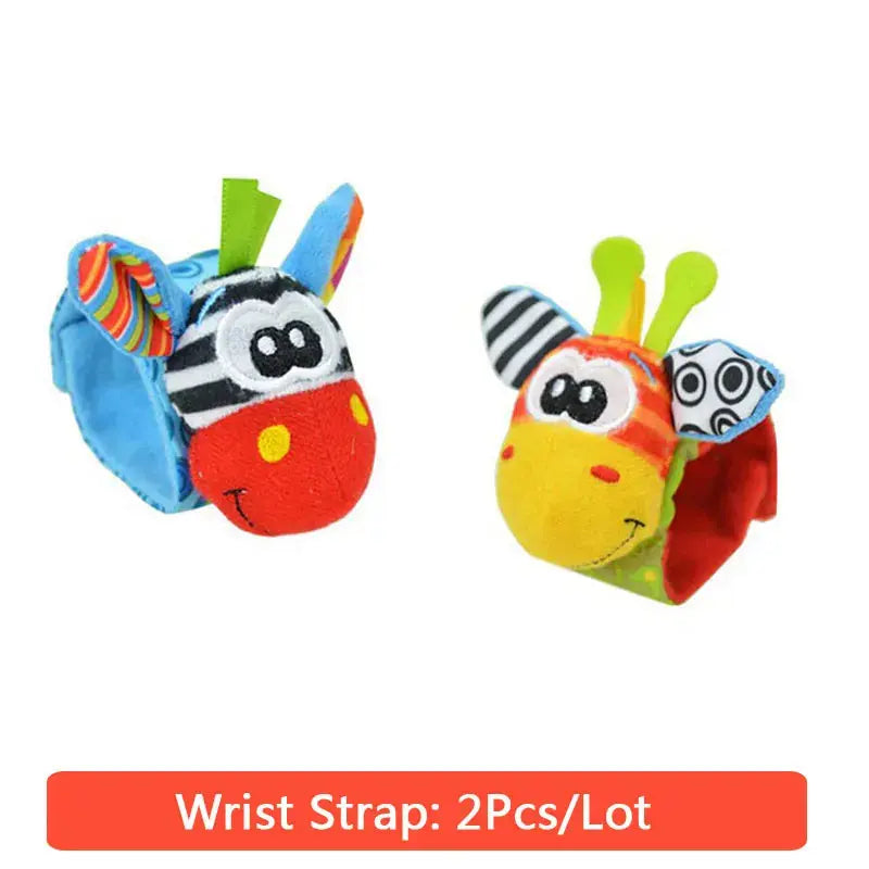 0-12 Months Baby Toy Baby Rattles Toys Animal Socks Wrist Strap +Rattle Baby Foot Socks Bug Wrist Strap  Baby Socks - Eloy Royal