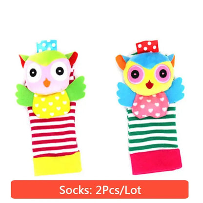 0-12 Months Baby Toy Baby Rattles Toys Animal Socks Wrist Strap +Rattle Baby Foot Socks Bug Wrist Strap  Baby Socks - Eloy Royal