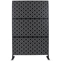 Outdoor & Indoor Privacy Screen Metal Privacy Screen 76' H×48' W, Freestanding Decorative Privacy Screen for Deck Balcony Patio, Privacy Fence Panels for Outside Lawn Garden PS107 BLACK