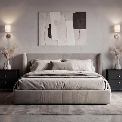 Arial Set of 2 Modern Wenge Nightstands with 2 Drawers for Bedroom Storage