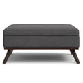 Owen 40 inch Wide XL Square Coffee Table Storage Ottoman in Slate Grey Polyester Fabric