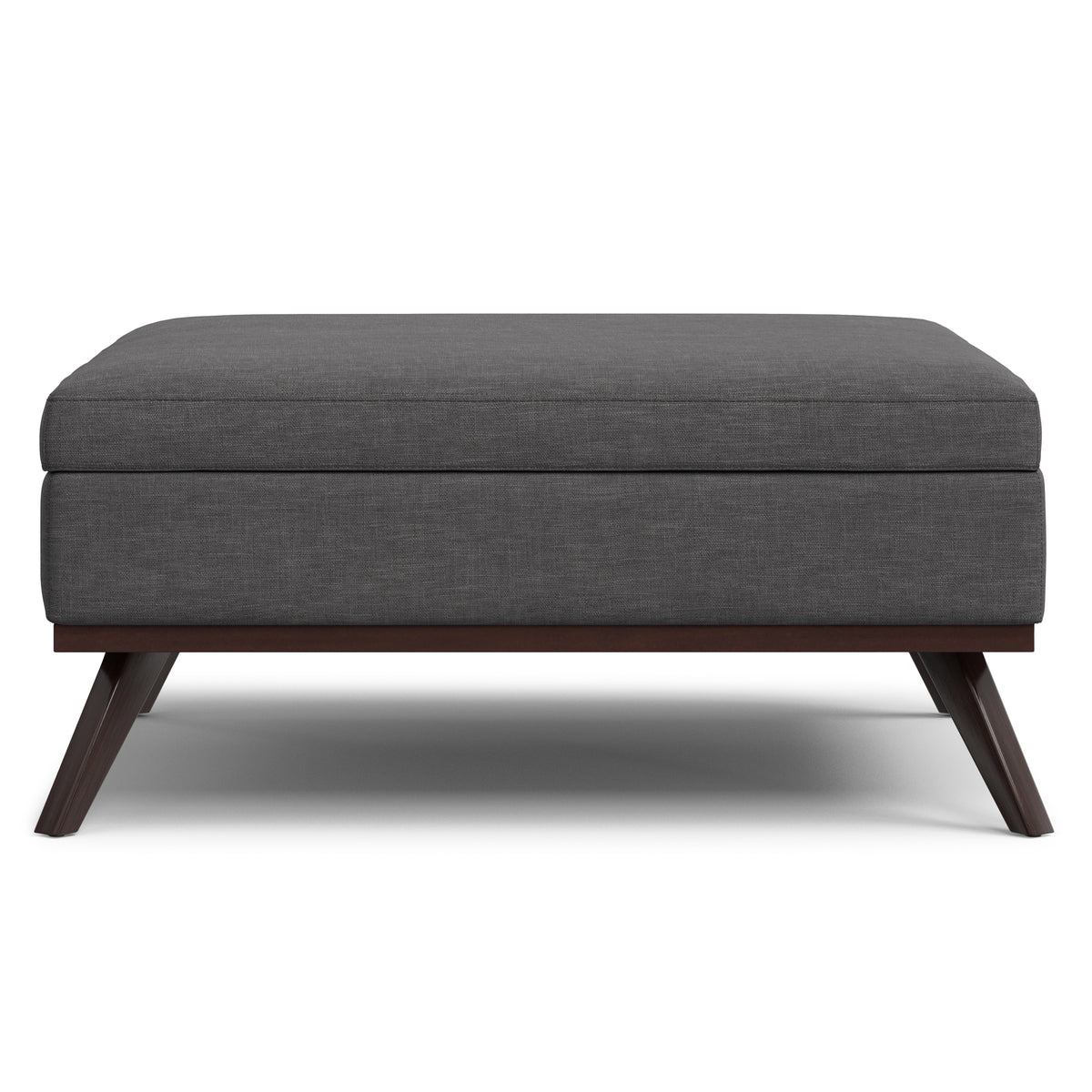 Owen 40 inch Wide XL Square Coffee Table Storage Ottoman in Slate Grey Polyester Fabric