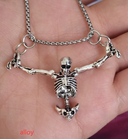 S925 Sterling Silver Skull Pendant Necklace