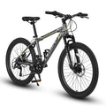 S24102   24 Inch Mountain Bike Boys Girls, Steel  Frame, Shimano 21 Speed Mountain Bicycle with Daul Disc Brakes and Front Suspension MTB