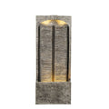 Modern Gray Outdoor Water Fountain with LED Lights, Resin, 39.4'