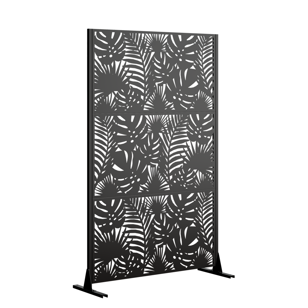 Metal Privacy Screen for Outdoor Freestanding, 72' H x 46' W Decorative Metal Fence Panels with Stable Base, Portable Divider Screens for Patio, Deck, Balcony, Backyard, Garden