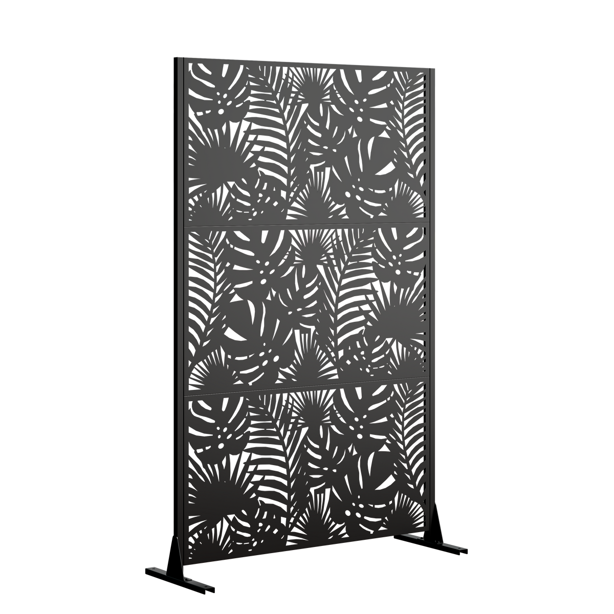 Metal Privacy Screen for Outdoor Freestanding, 72' H x 46' W Decorative Metal Fence Panels with Stable Base, Portable Divider Screens for Patio, Deck, Balcony, Backyard, Garden