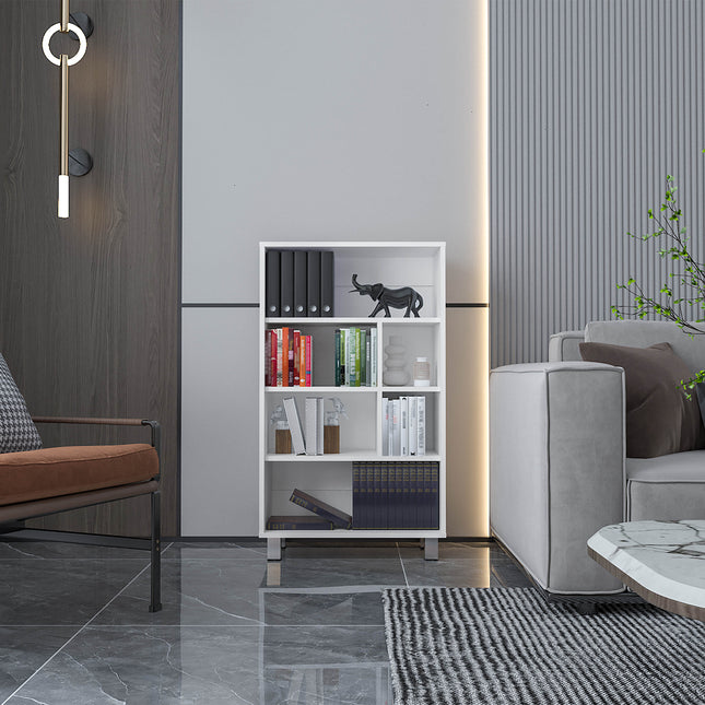 Bookcase 40.6' H, 6 shelves, 4 legs, White
