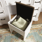 47.2' Farmhouse Makeup Vanity Desk with Sliding Mirror, Large Vanity Set with LED Lights, Dressing Table with Storage Stool and 9 Drawers, Ample Storage, White and Brown - Eloy Royal