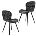 Ergonomic chair with rubberwood frame covered in polyurethane synthetic leather, set of 2, BLACK