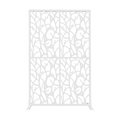 Metal Privacy Screens W3.8Ft X H6Ft Outdoor and Indoor Divider with Free Standing Decorative Privacy Screen for Balcony Patio Garden Room Divider, White Bird Shape