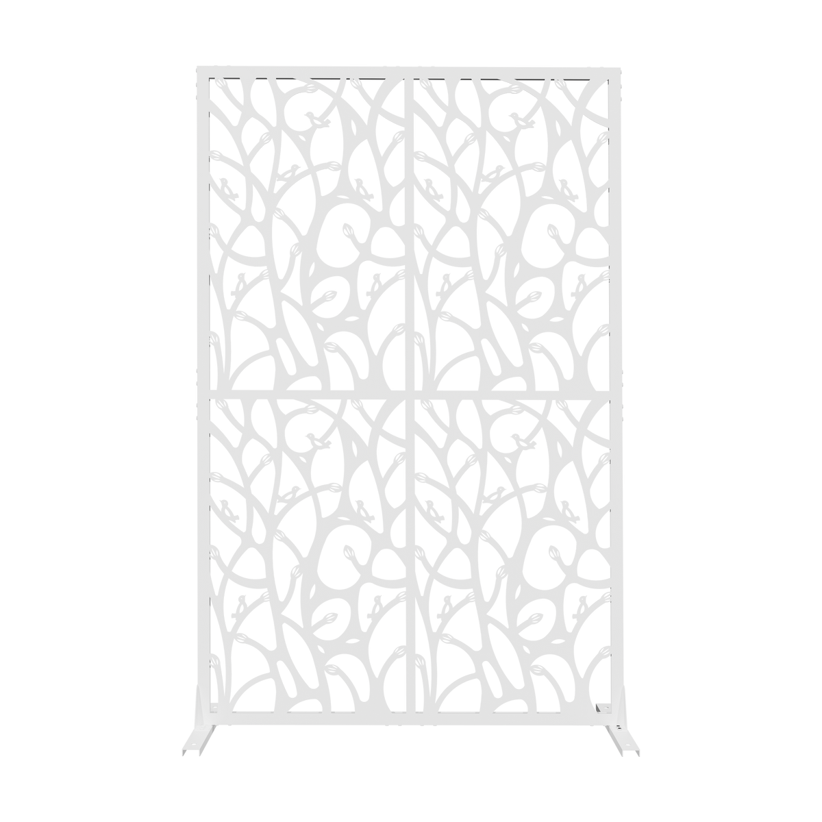 Metal Privacy Screens W3.8Ft X H6Ft Outdoor and Indoor Divider with Free Standing Decorative Privacy Screen for Balcony Patio Garden Room Divider, White Bird Shape