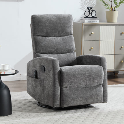 Heat Massage Manual Recliner Chair with Rocker and Swivel in Fabric with