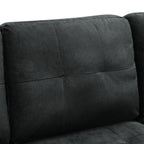 Sectional 3-Seaters Sofa with Reversible Chaise, Storage Ottoman and Cup Holders, Metal Legs and Copper Nails,Two White Villose Pillows ,Black(107.5' x 80.5' x36') - Eloy Royal