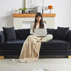 {Video] Classic Modern Style Sofa, 62-inch Chesterfield Classic Rolled Arm Tucked-in Nailhead Decor Cloud Two-Seater Velvet Sofa, Luxury Double Sofa Suitable for Living Room, Bedroom, Apartment, - Eloy Royal