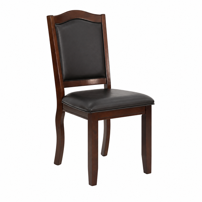 Set of 2 Upholstered Dining Chairs Solid Wood Frame Cushioned Backrest Kitchen Dining Room Chairs Brown