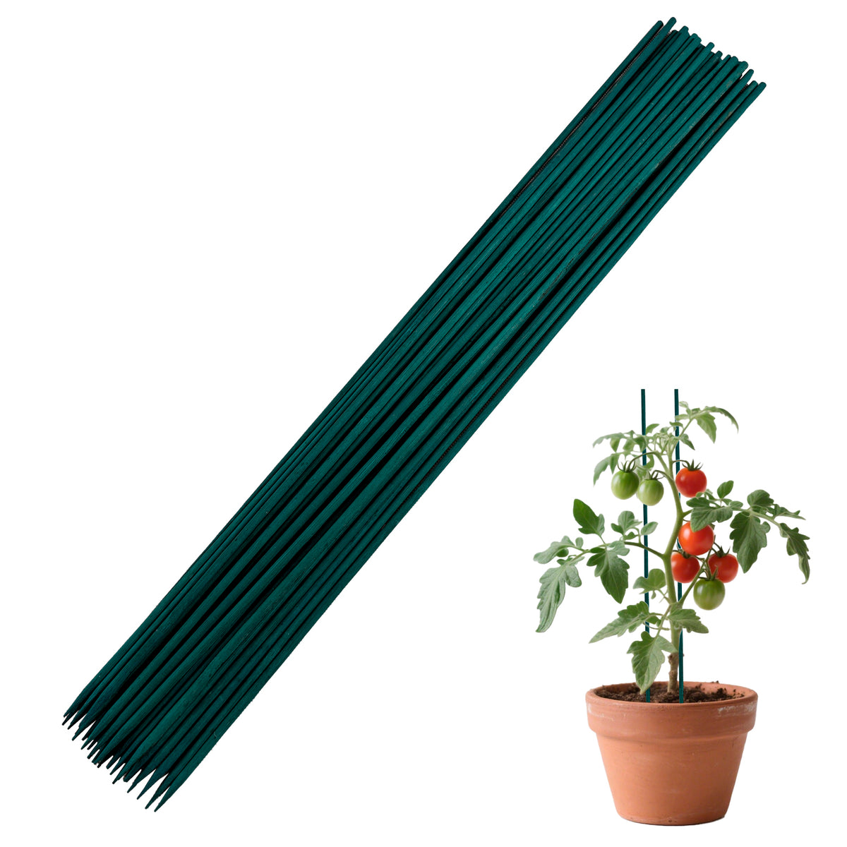 Green Dyed Bamboo Plant Stakes, 18 Inch Diameter 4-4.5mm Floral Support Sticks, Natural Bamboo Garden Stakes for Tomato, Orchid, Climbing Plants, Indoor & Outdoor Gardening 5000pcs.