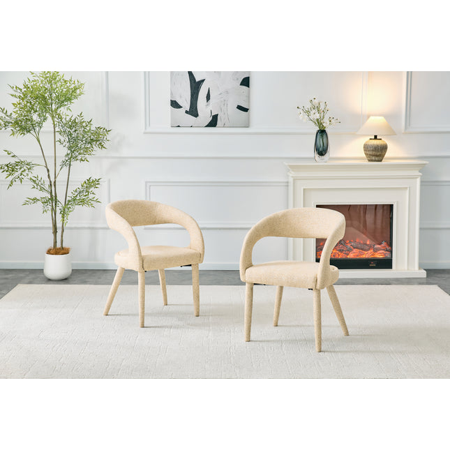 Premium Velvet Upholstered Dining Chair with Hollow Backrest -  Bedroom Vanity Chair Living Room Accent Chair Cafe Leisure Chair Negotiation Room Meeting Chair(Oatmeal Yellow, Set of 2)