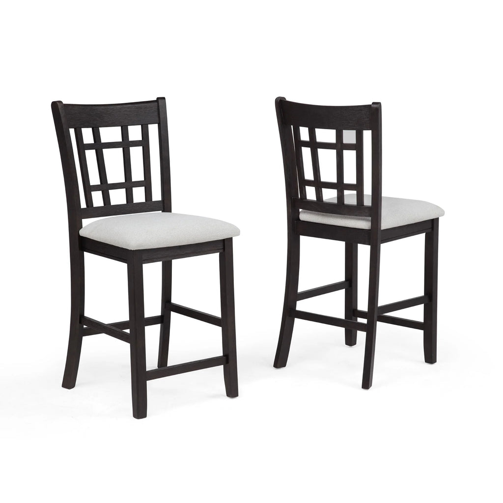 Mipo Counter Height Dining Chair Set of 2, Black Grid Back, White Seats