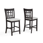 Mipo Counter Height Dining Chair Set of 2, Black Grid Back, White Seats