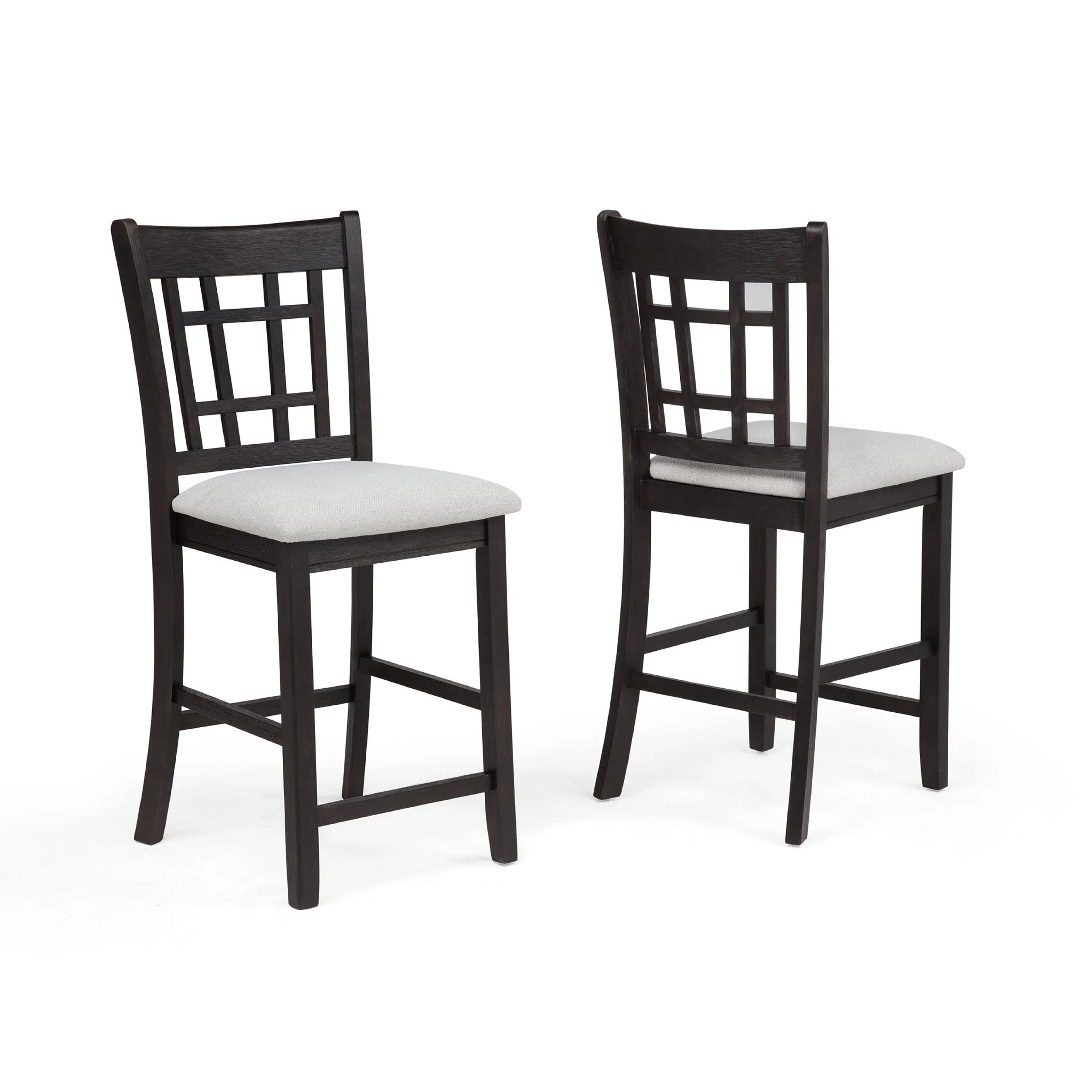 Mipo Counter Height Dining Chair Set of 2, Black Grid Back, White Seats