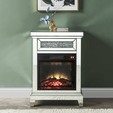 Noralie Mirrored & Faux Diamonds Fireplace(Assembled)