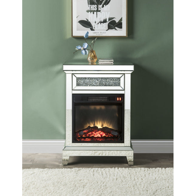 Noralie Mirrored & Faux Diamonds Fireplace(Assembled)