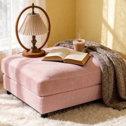 Corduroy Upholstered Rectangle Ottoman