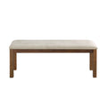 Brown Finish Dining Bench 1pc Beige Upholstered Seat Transitional Kitchen Dining Room Furniture