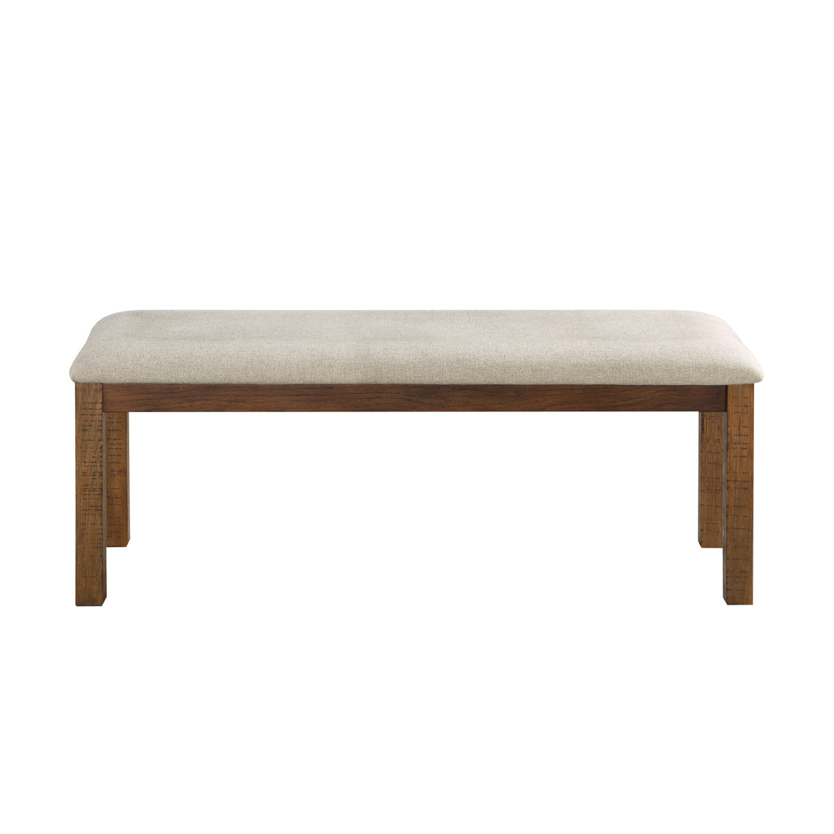 Brown Finish Dining Bench 1pc Beige Upholstered Seat Transitional Kitchen Dining Room Furniture