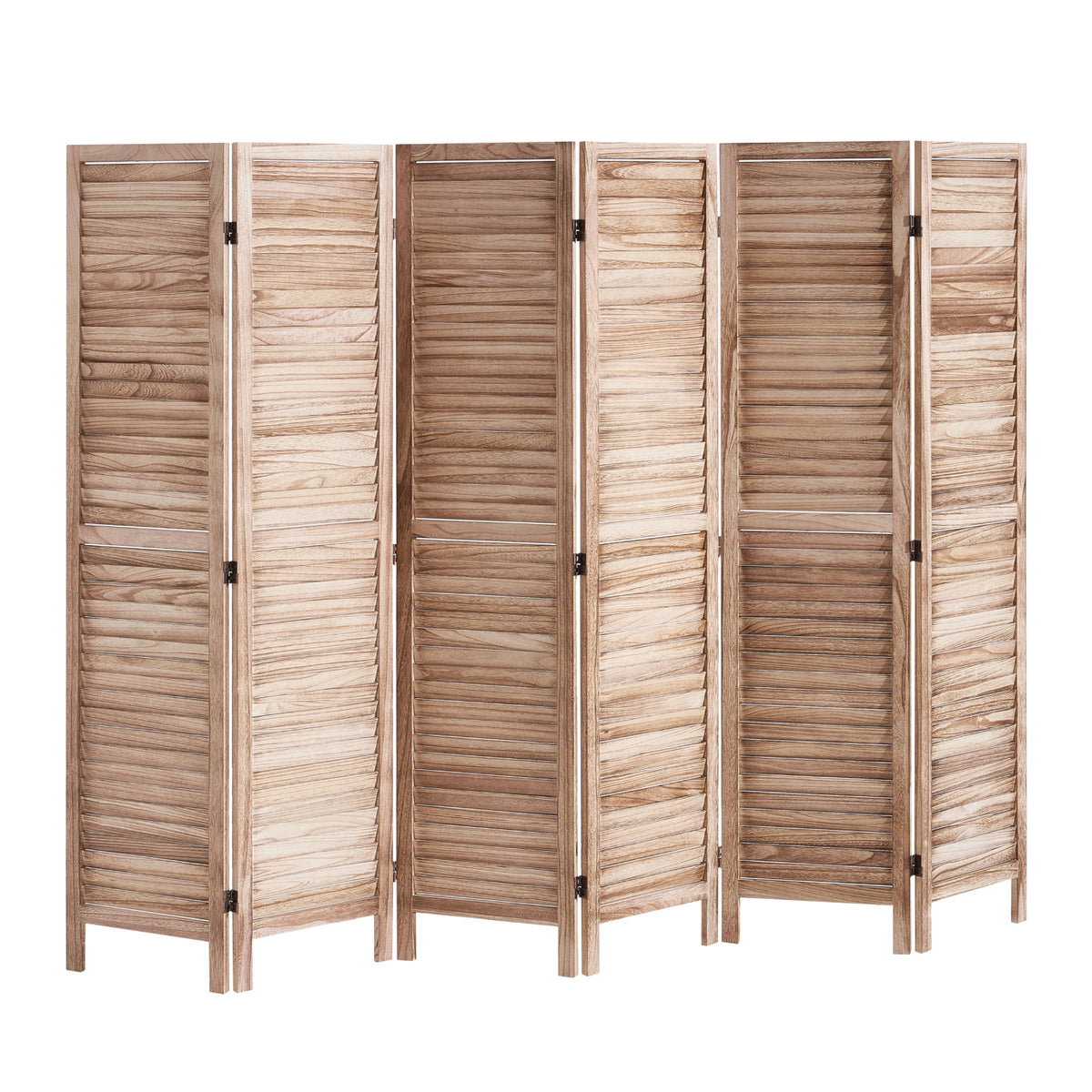 Wood Room Divider, 6 Panel Wood Folding Privacy Screen, 66.9 Inches Tall Indoor Louvered Partition Divider, Portable Decoration Screen, for Room Separation, Home, Office, Restaurant & Bedroom